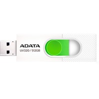 ADATA UV320 unidad flash USB 512 GB USB tipo A 3.2 Gen 1 (3.1 Gen 1) Verde, Blanco, Lápiz USB blanco/Verde, 512 GB, USB tipo A, 3.2 Gen 1 (3.1 Gen 1), 100 MB/s, Deslizar, Verde, Blanco