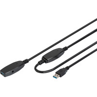 Digitus Cable de extensión USB 3.2 Gen 1 activo, 15 metros, Cable alargador negro