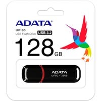 ADATA AUV150-128G-RBK unidad flash USB 128 GB USB tipo A 3.2 Gen 1 (3.1 Gen 1) Negro, Lápiz USB negro/Rojo, 128 GB, USB tipo A, 3.2 Gen 1 (3.1 Gen 1), Tapa, Negro