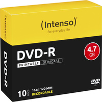 Intenso DVD-R 4.7GB, Printable, 16x 4,7 GB 10 pieza(s), DVDs vírgenes Printable, 16x, DVD-R, 120 mm, Imprimible, Caja de cd, 10 pieza(s), 4,7 GB