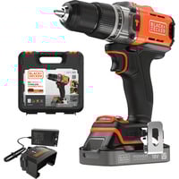 BLACK+DECKER Atornillador percutor inalámbrico POWERCONNECT BCD383D1XK, 18 voltios, Martillo atornillador naranja/Negro