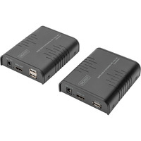 Digitus Set extensor KVM IP HDMI Full HD, Switch KVM negro