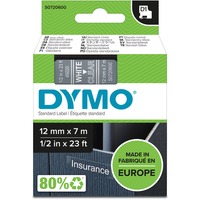 Dymo D1 etiquetas auténticas | impresión blanca sobre fondo transparente | 12 mm × 7 m | etiquetas autoadhesivas para etiquetadoras LabelManager, Cinta de escritura Blanco sobre transparencia, Poliéster, Bélgica, -18 - 90 °C, DYMO, LabelManager, LabelWriter 450 DUO
