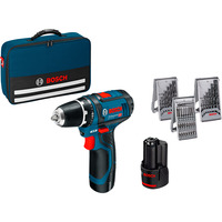 Bosch GSR 12V-15 Professional 1300 RPM 600 g Negro, Azul, Taladro/destornillador azul/Negro, Taladro de pistola, Negro, Azul, 1 cm, 1300 RPM, 1,9 cm, 1 cm