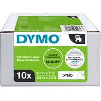 Dymo D1 etiquetas auténticas | rollo de 9 mm x 7 m | impresión negra sobre fondo blanco | autoadhesivas | para etiquetadoras LabelManager | 10 unidades, Cinta de escritura Blanco, Etiqueta para impresora autoadhesiva, 9 mm, 7 m, 300 g, 10 pieza(s)