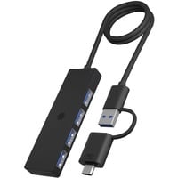 ICY BOX IB-HUB1424-C3 USB 3.2 Gen 1 (3.1 Gen 1) Type-A + Type-C 5000 Mbit/s Negro, Hub USB negro, USB 3.2 Gen 1 (3.1 Gen 1) Type-A + Type-C, USB 3.2 Gen 1 (3.1 Gen 1) Type-A, 5000 Mbit/s, Negro, Plástico, 0,6 m