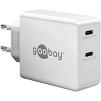goobay Cargador rápido dual USB-C 36 vatios, PD blanco