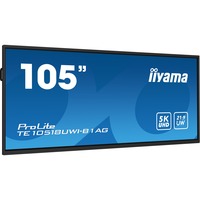 iiyama TE10518UWI-B1AG pantalla de señalización Pizarra de caballete digital 2,66 m (104.6") LED Wifi 450 cd / m² 5K Ultra HD Negro Pantalla táctil Procesador incorporado Android 16/7, Pantalla de gran formato negro (mate), Pizarra de caballete digital, 2,66 m (104.6"), LED, 5120 x 2160 Pixeles, Wifi, 16/7