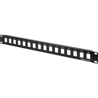 Digitus Panel de parcheo modular, 16 puertos, sin equipar, Patch Panel negro