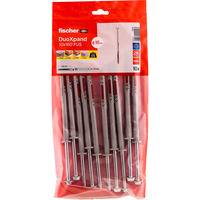 fischer Taco de vástago largo DuoXpand 10x160 FUS, Pasador gris claro/Rojo