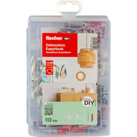 fischer EasyDIY Box Decoración EasyHook+Tornillo, Pasador verde claro/Rojo
