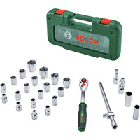 Bosch Juego de carraca de 1/2" con llaves de vaso, 26 piezas, Llave de tubo verde