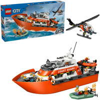 LEGO Barco de rescate costero de la guardia costera con helicóptero, Juegos de construcción 