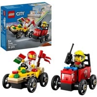 LEGO Pack de Coches de Carreras: Pizza vs. Camión de Bomberos, Juegos de construcción Juego de construcción, 5 año(s), Plástico, 70 pieza(s), 119 g