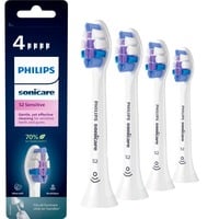 Philips S2 Sensitive HX6054/10 Pack de 4 cabezales blancos de cepillos Sonicare, Cabezal de cepillo blanco/Lila, 4 pieza(s), Blanco, 3 mes(es), Extrasuave, Philips, DiamondClean, DiamondClean 9000, DiamondClean Smart, EasyClean, Essence+, ExpertClean,...