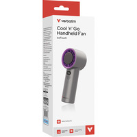 Verbatim Cool 'n' Go Ice Touch Gris, Púrpura Ventilador de mano gris/Violeta, Gris, Púrpura, 1 Ventilador(es), Ventilador de mano, 1 pieza(s), 8 W, Ión de litio