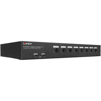 Lindy Conmutador KVM DisplayPort 1.2 y USB 2.0 de 8 puertos, Switch KVM negro