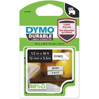 Dymo Authentic D1 Etiquetas duraderas | Impresión en negro sobre cinta blanca | 12 mm x 5,5 m | Cinta de etiquetas de alto rendimiento para rotuladoras LabelManager, Cinta de escritura 5 m | Cinta de etiquetas de alto rendimiento para rotuladoras LabelManager, Negro sobre blanco, Multicolor, Vinilo, Bélgica, -40 - 80 °C, DYMO