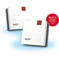 FRITZ! 20003112 Sistemas Wi-Fi Mesh (Wi-Fi en malla), Repetidor blanco/Gris, Mesh Set 20003112, Rojo, Blanco, Interno, Sistema de malla, Sistema, Doble banda (2,4 GHz / 5 GHz), Wi-Fi 6 (802.11ax)