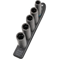 Hazet SmartRail 1/2" juego de puntas para atornillador de impacto y máquina, hexagonal, 5 piezas, Llave de tubo negro