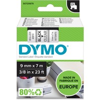 Dymo D1 - Etiquetas estándar - Negro en claro - 9mm x 7m, Cinta de escritura Negro sobre transparente, Poliéster, Bélgica, -18 - 90 °C, DYMO, LabelManager, LabelWriter 450 DUO
