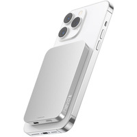 Nevox Wireless Magnetic POWERBANK QI2 - 5000mah, Banco de potencia plateado/blanco