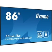 iiyama LH8675UHS-B1AG pantalla de señalización Pantalla plana para señalización digital 2,17 m (85.6") LCD Wifi 500 cd / m² 4K Ultra HD Negro Procesador incorporado Android 11 24/7, Pantalla de gran formato negro (mate), Pantalla plana para señalización digital, 2,17 m (85.6"), LCD, 3840 x 2160 Pixeles, Wifi, 24/7