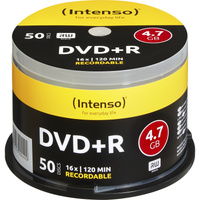 Intenso 4111155 DVD en blanco 4,7 GB DVD+R 50 pieza(s), DVDs vírgenes DVD+R, 120 mm, Caja para pastel, 50 pieza(s), 4,7 GB