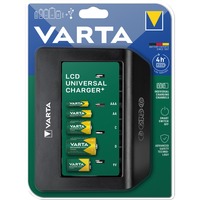 VARTA Universal Charger+ Corriente alterna, Cargador negro, 9V, AA, AAA, C, D