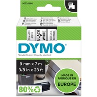 Dymo D1 etiquetas auténticas | rollo de 9 mm x 7 m | impresión negra sobre fondo blanco | autoadhesivas | para etiquetadoras LabelManager, Cinta de escritura Negro sobre blanco, Poliéster, Bélgica, -18 - 90 °C, DYMO, LabelManager, LabelWriter 450 DUO