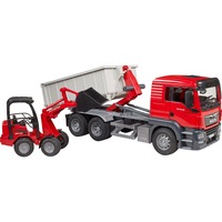 bruder MAN TGS camión con contenedor abatible y cargadora Schäffer, Automóvil de construcción 
