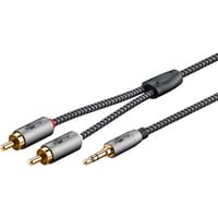 goobay Cable adaptador de audio Plus AUX 3,5mm jack > conector estéreo Cinch negro/Plateado