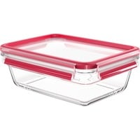 Emsa CLIP & CLOSE N10410 Rectangular Caja 1,3 L Transparente 1 pieza(s) transparente/Rojo, Caja, Rectangular, 1,3 L, Transparente, Vidrio, 420 °C