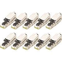 Digitus Conectores de campo CAT.6a STP tapa antipolvo/protección contra dobleces, 10 piezas, Enchufe plateado