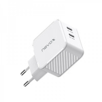 Nevox Cargador 45W DUAL USB-C (PD) QC3.0 GaN blanco