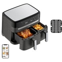Tefal Dual Easy Fry & Grill EY905B Doble 8,3 L Independiente 2700 W Freidora de aire caliente Gris negro, Freidora de aire caliente, 8,3 L, Doble, Gris, Tocar, Independiente