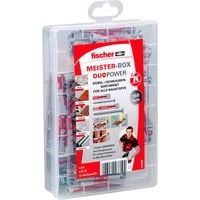 fischer Caja Meister DUOPOWER corta / larga + tornillo, Pasador gris claro/Rojo