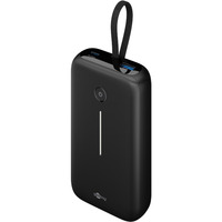 goobay Powerbank 20.000 mAh, cable USB-C integrado 13 cm, 30 vatios, Banco de potencia negro