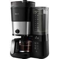 Philips HD7888/01 cafetera eléctrica Totalmente automática Cafetera de filtro 1,25 L negro/Acero fino, Cafetera de filtro, 1,25 L, Granos de café, Molinillo integrado, 1000 W, Negro, Plata
