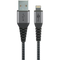 goobay cable adaptador USB 2.0, conector USB-A > conector Lightning gris/Plateado