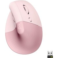 Logitech Lift Ratones, Ratón rosa, mano derecha, Diseño vertical, Óptico, RF Wireless + Bluetooth, 4000 DPI, Rosa