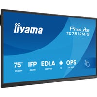 iiyama TE7512MIS-B4AG pantalla de señalización Panel plano interactivo 190,5 cm (75") LCD Wifi 400 cd / m² 4K Ultra HD Negro Pantalla táctil Procesador incorporado Android 24/7, Pantalla de gran formato negro (mate), Panel plano interactivo, 190,5 cm (75"), LCD, 3840 x 2160 Pixeles, Wifi, 24/7