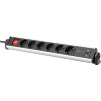 Digitus Regleta de enchufes de oficina 6 tomas, 3x USB plateado/Negro