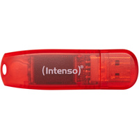 Intenso Rainbow Line unidad flash USB 128 GB USB tipo A 2.0 Rojo, Transparente, Lápiz USB rojo, 128 GB, USB tipo A, 2.0, 28 MB/s, Tapa, Rojo, Transparente