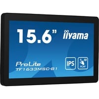 iiyama ProLite TF1633MSC-B1 pantalla para PC 39,6 cm (15.6") 1920 x 1080 Pixeles Full HD Pantalla táctil Negro, Monitor LED negro, 39,6 cm (15.6"), 1920 x 1080 Pixeles, Full HD, 5 ms, Negro