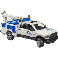 bruder RAM 2500 Camión de servicio con grúa y luz giratoria, Automóvil de construcción 