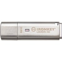 Kingston IronKey 32GB IKLP50 AES USB, w/256bit Encryption, Lápiz USB aluminio, w/256bit Encryption, 32 GB, USB tipo A, 3.2 Gen 1 (3.1 Gen 1), 145 MB/s, Tapa, Plata
