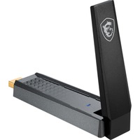 MSI AX1800 WiFi USB Adapter WLAN 1201 Mbit/s, Adaptador Wi-Fi Inalámbrico, USB, WLAN, Wi-Fi 6 (802.11ax), 1201 Mbit/s, Negro