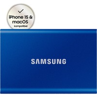 SAMSUNG Portable SSD T7 1000 GB Azul, Unidad de estado sólido azul, 1000 GB, USB Tipo C, 3.2 Gen 2 (3.1 Gen 2), 1050 MB/s, Protección mediante contraseña, Azul