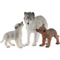 Schleich Vida Salvaje Mamá loba con cachorros, Muñecos 3 año(s), Marrón, Gris, Plástico